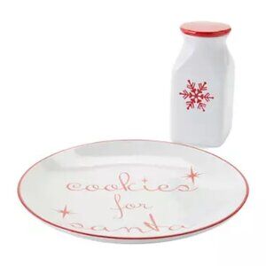 Joyland Cookies Santa Plate and Milk Bottle Set/NIB